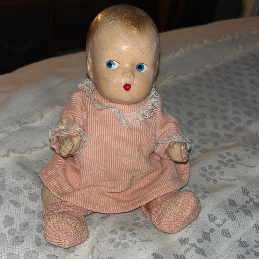 Vintage Vogue Dolls Inc. doll with Pink Dress and Blue Eyes